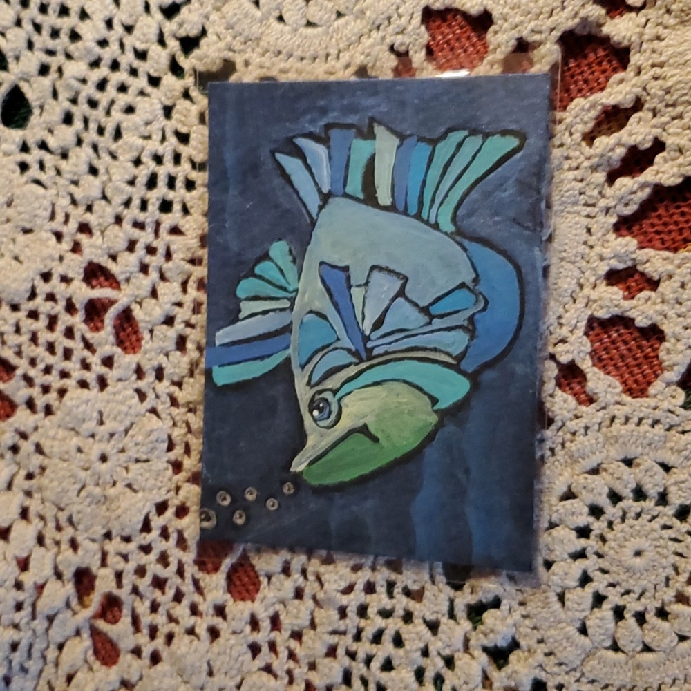 Authentic Mini Fish Painting"Bubble's" - Picture 5 of 13